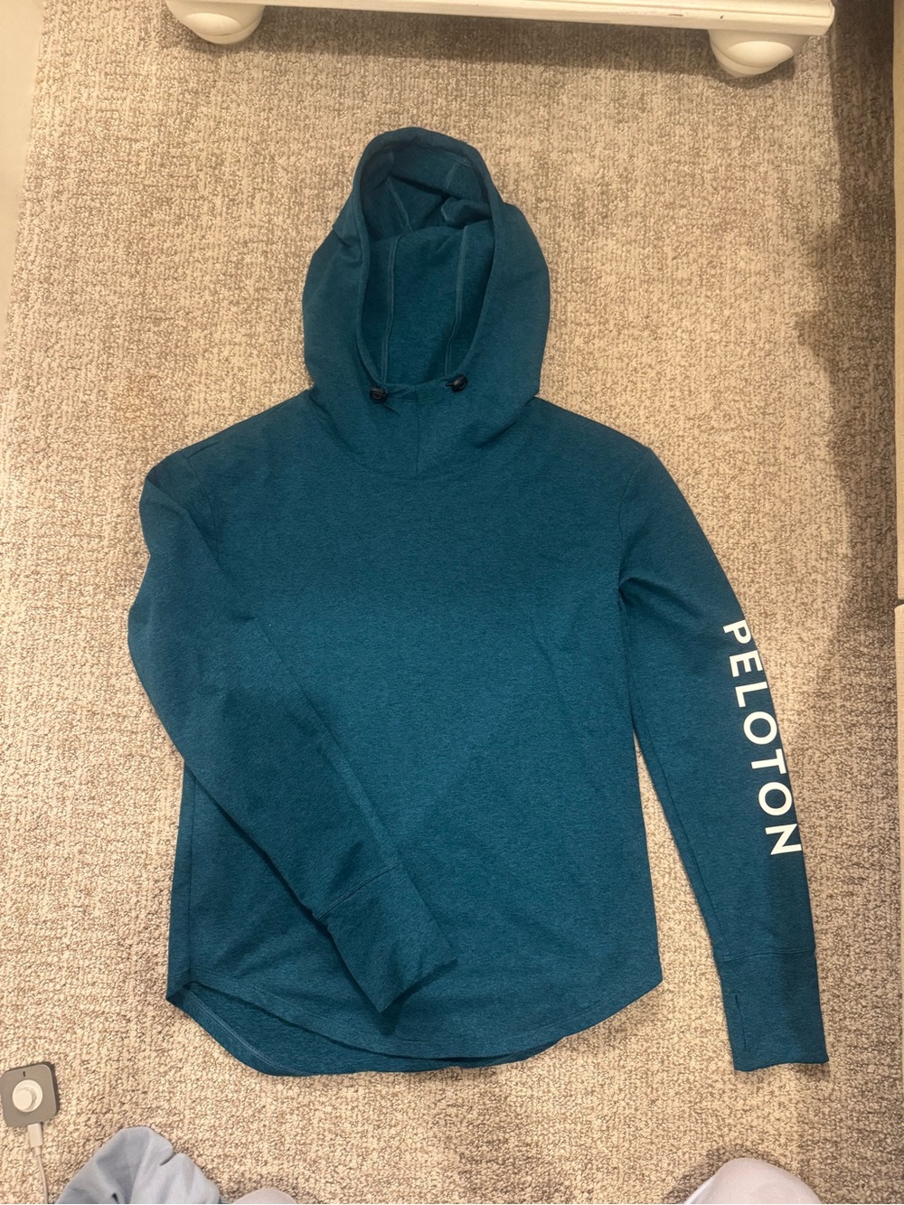*Never Worn* Peloton Teal Pullover Hoodie with Sleeve Logo